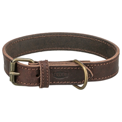 Trixie Halsband Hond Rustic Vetleer Donkerbruin 48-56X3 Cm