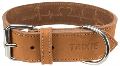 Trixie Halsband Hond Rustic Vetleer Heartbeat Bruin 55-65X4 Cm