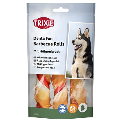Trixie Denta Fun Barbecue Chicken Chewing Rolls 12 Cm 3 St 105 Gr
