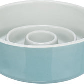 Trixie Voerbak Slowfeeding Keramiek Grijs / Blauw 17X17 Cm 900 Ml