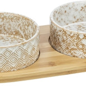 Trixie Set Voerbak / Waterbak Keramiek / Bamboe Wit / Natuur 2X300 Ml 30X6X15 Cm